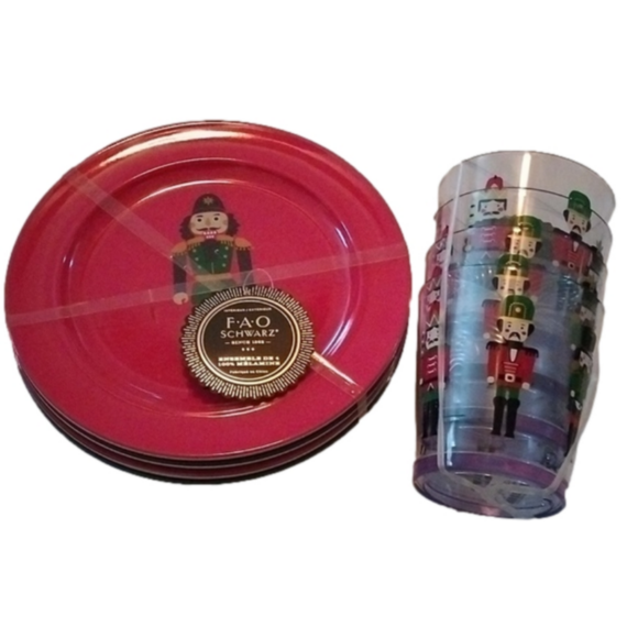 FAO Schwarz Other - FAO Schwartz Nutcracker, set of 4 Cups + 4 Dessert Plates in Melamine